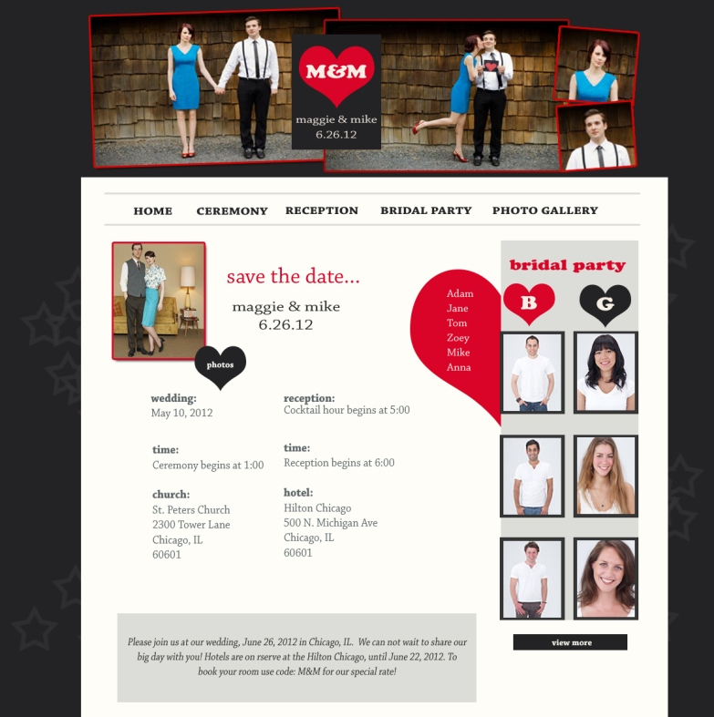 Wedding Website Design Gray and Red Wedding Website
